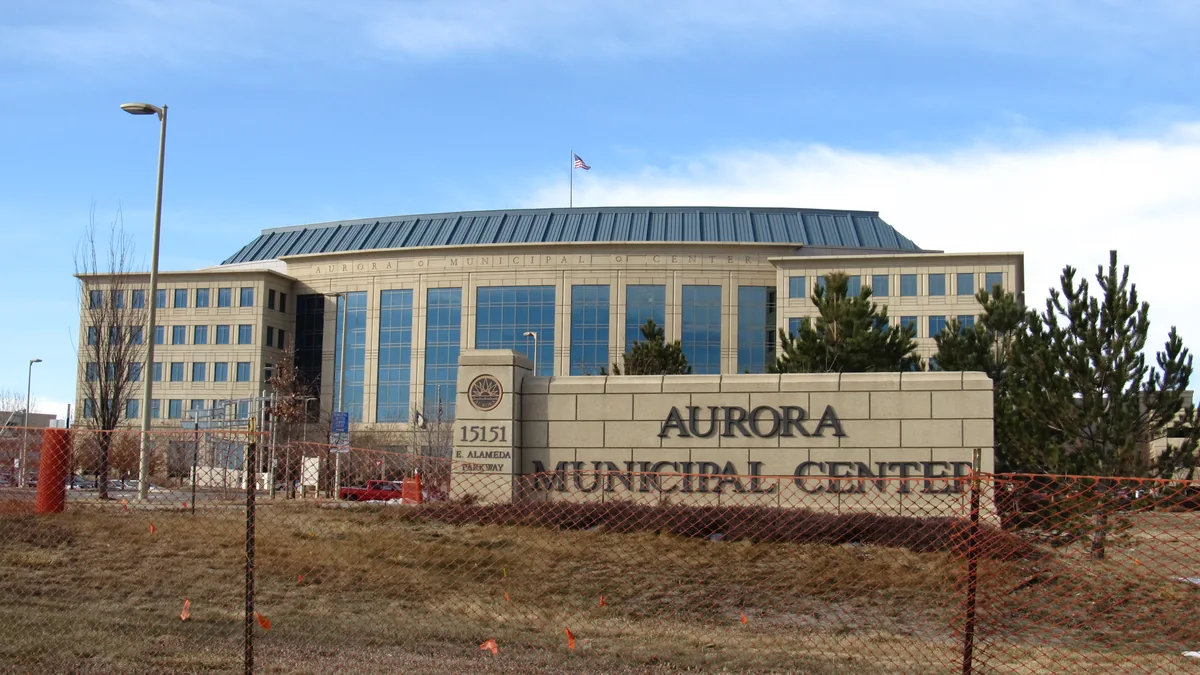 The skyline of Aurora, Colorado.