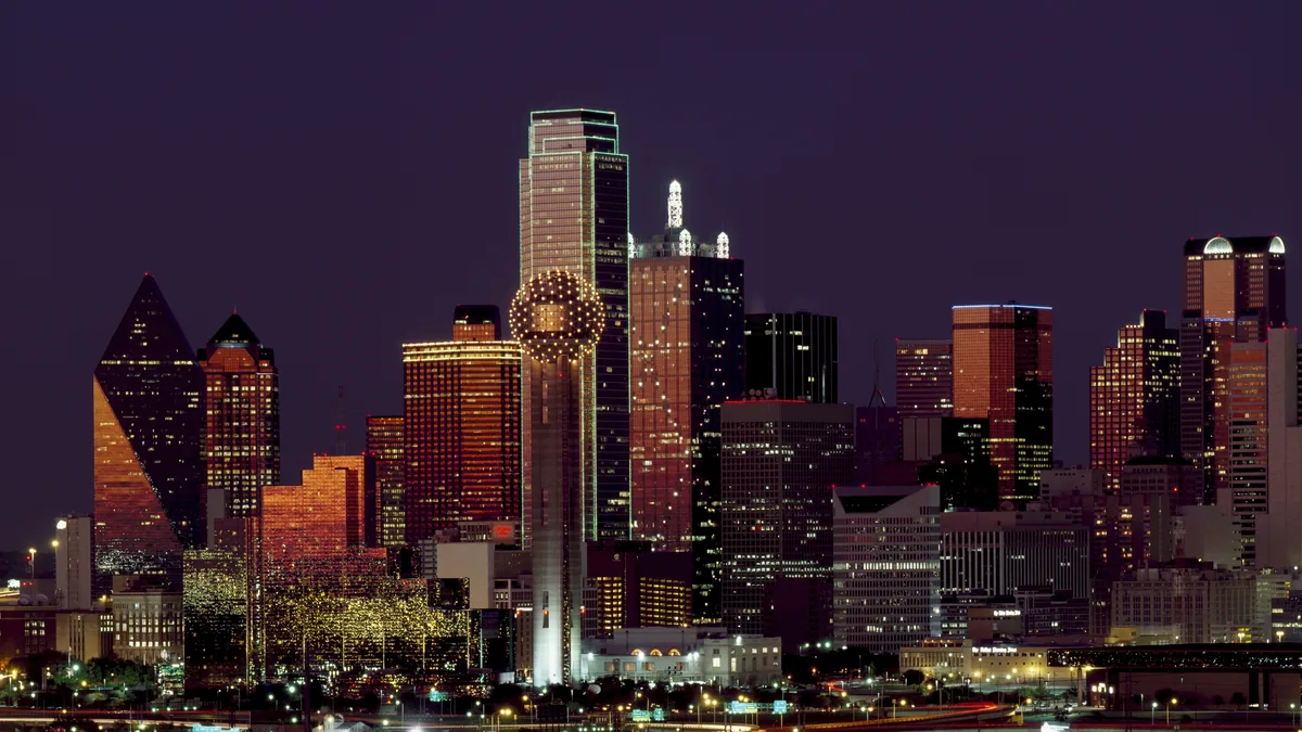 The skyline of Dallas, Texas.