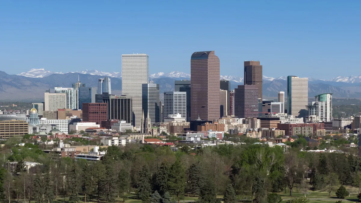 The skyline of Denver, Colorado.