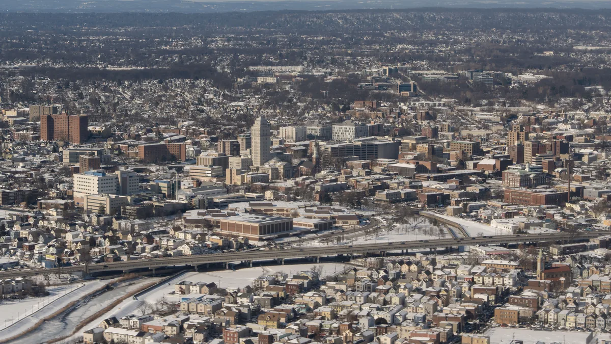 The skyline of Elizabeth, New Jersey.