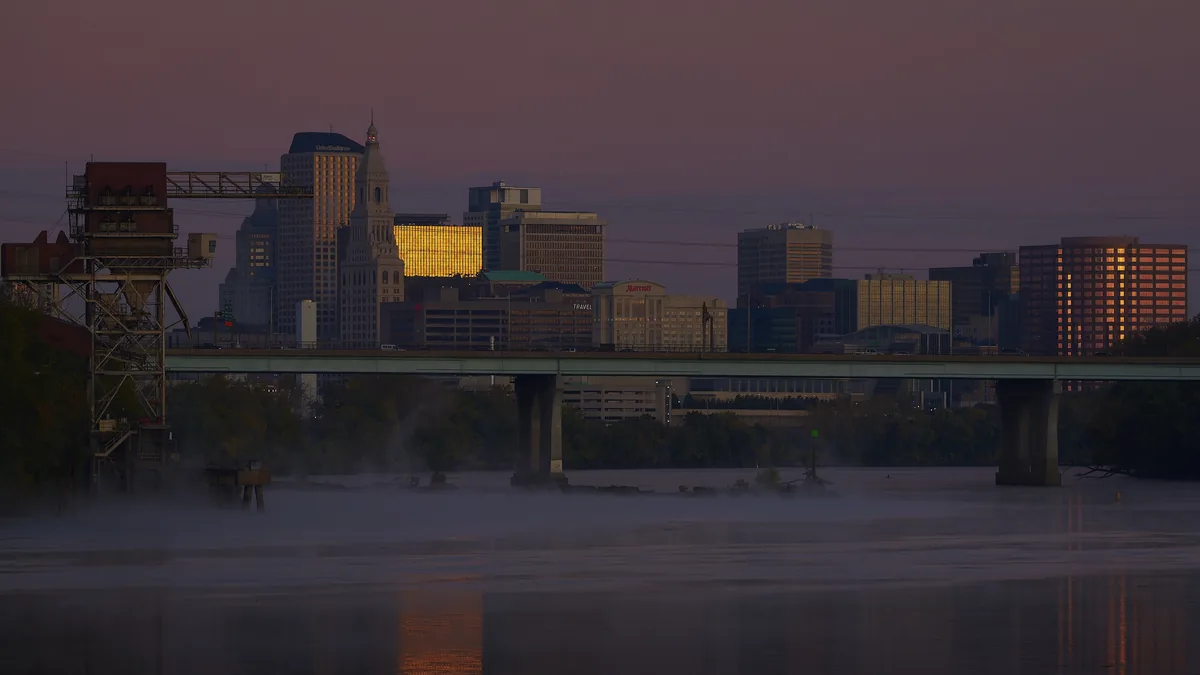 The skyline of Hartford, Connecticut.