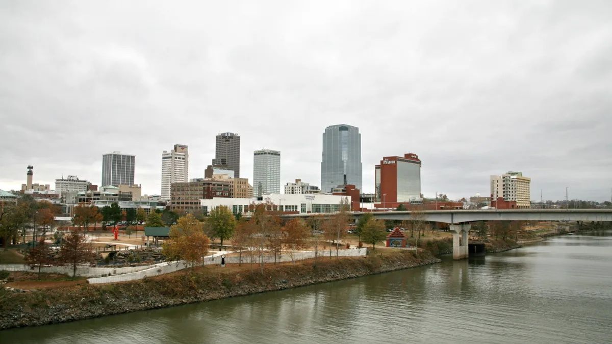The skyline of Little Rock, Arkansas.
