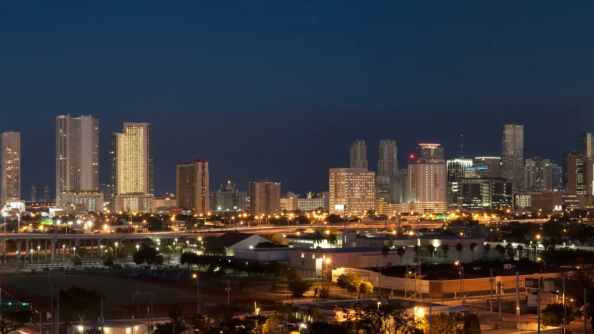 The skyline of Miami, Florida.