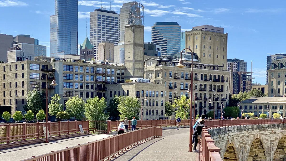 The skyline of Minneapolis, Minnesota.
