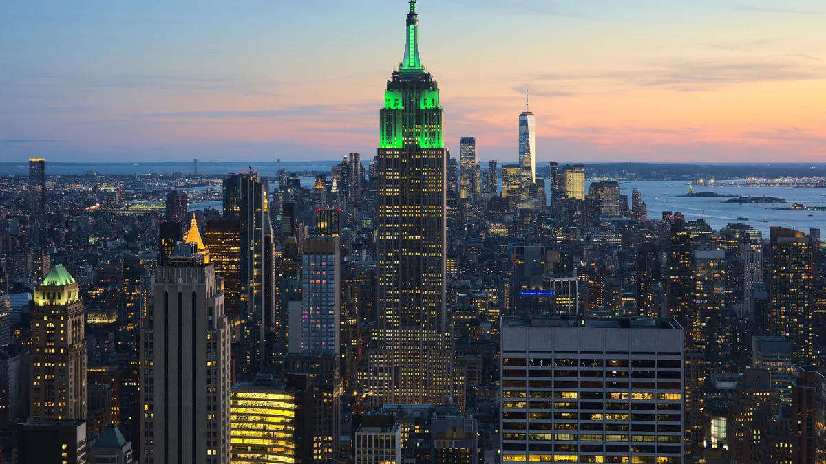The skyline of New York City, New York.