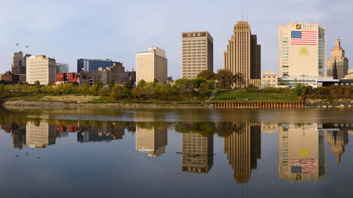 The skyline of Newark, New Jersey.