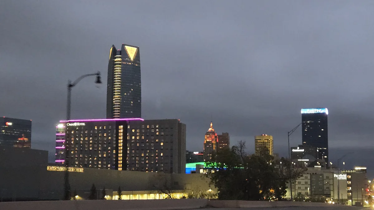The skyline of Oklahoma City, Oklahoma.