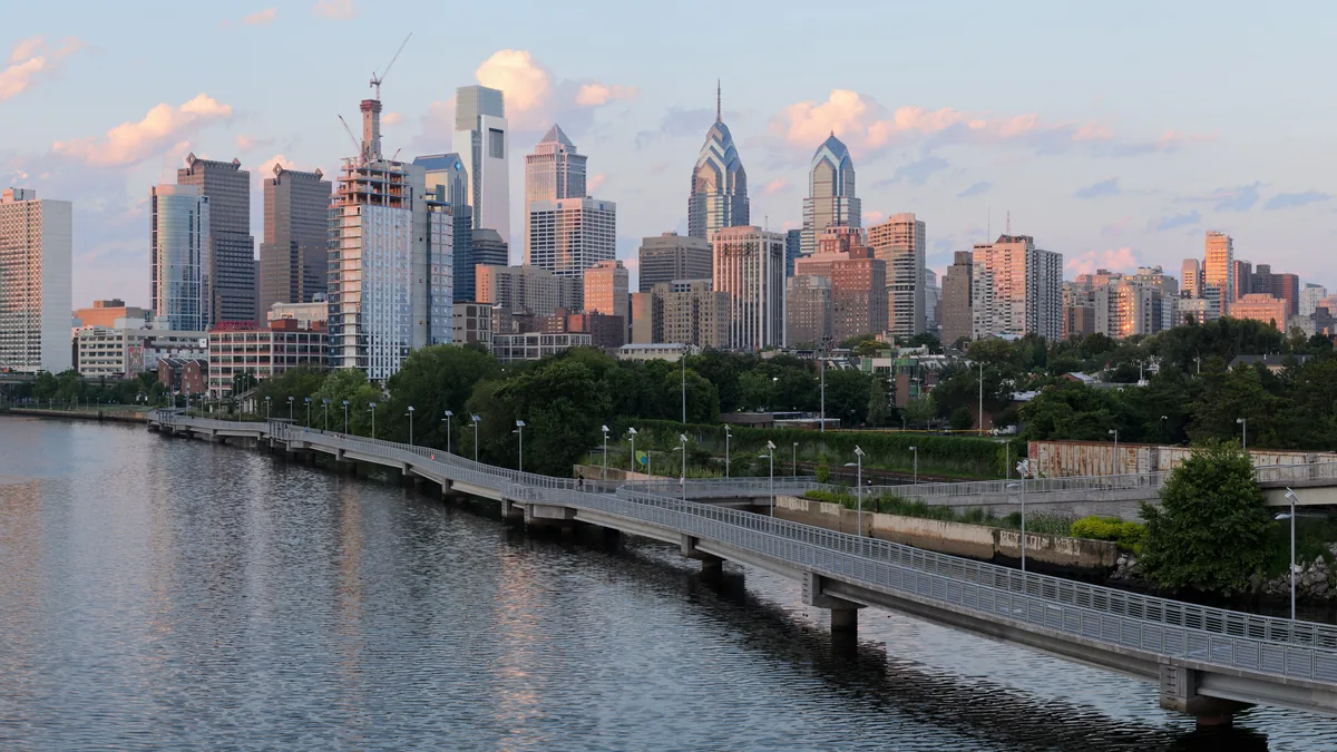 The skyline of Philadelphia, Pennsylvania.