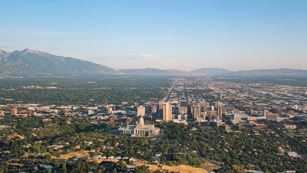The skyline of Salt Lake City, Utah.