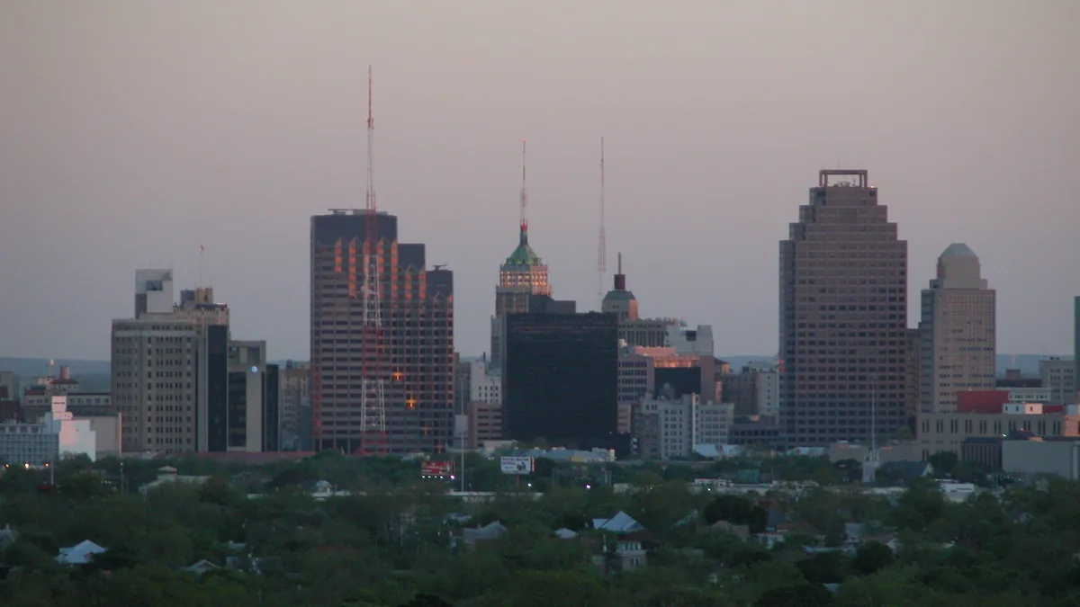 The skyline of San Antonio, Texas.