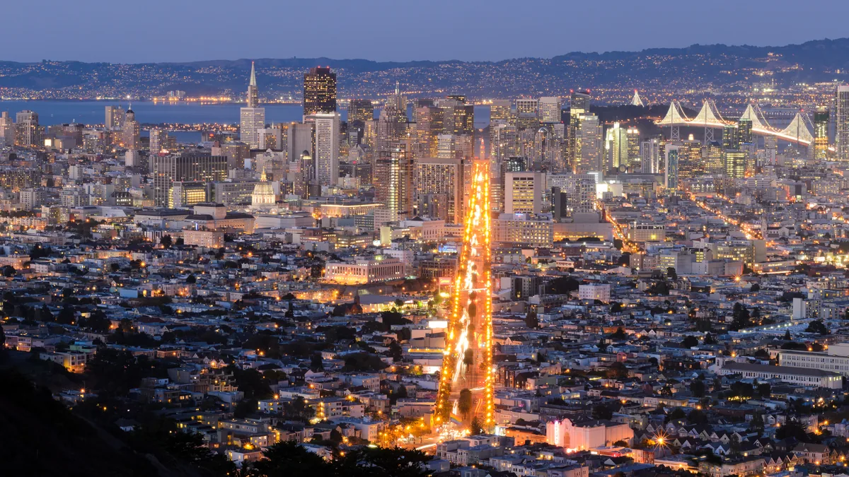 The skyline of San Francisco, California.