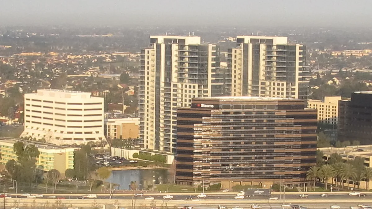 The skyline of Santa Ana, California.