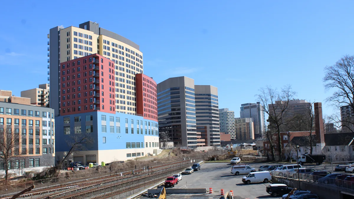 The skyline of Silver Spring, Maryland.