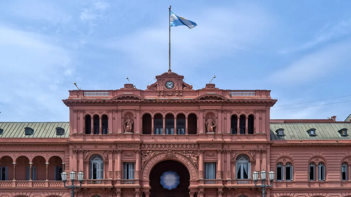 The Casa Rosada on Plaza de Mayo in Buenos Aires, Argentina.