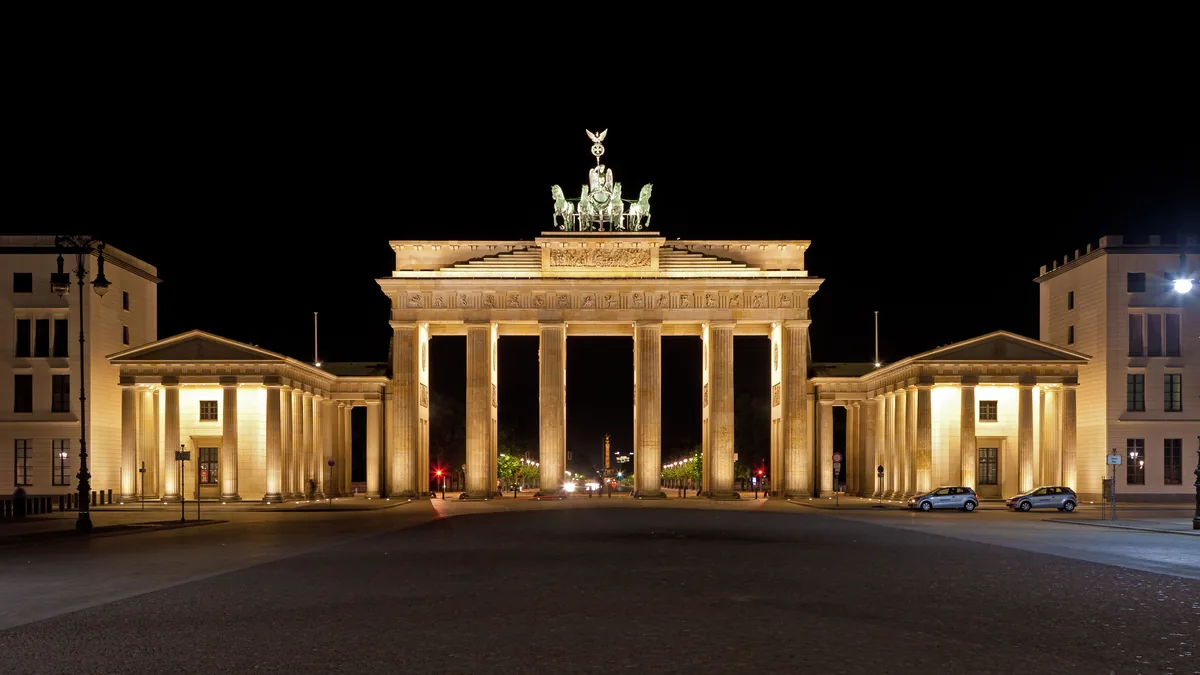 The Brandenburg Gate in Berlin, Germany.