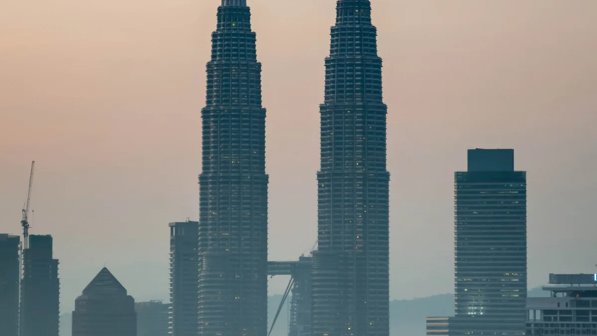 The Kuala Lumpur skyline with the Petronas Towers, Malaysia.