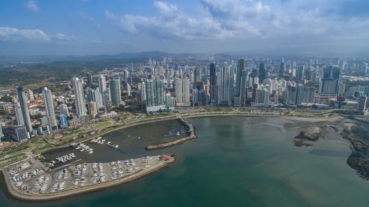 The skyline of Panama City, Panama.