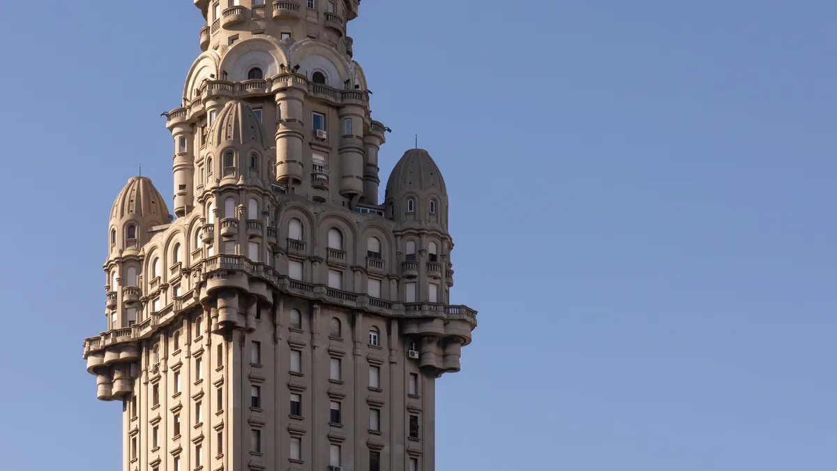 The Palacio Salvo on Plaza Independencia in Montevideo, Uruguay.