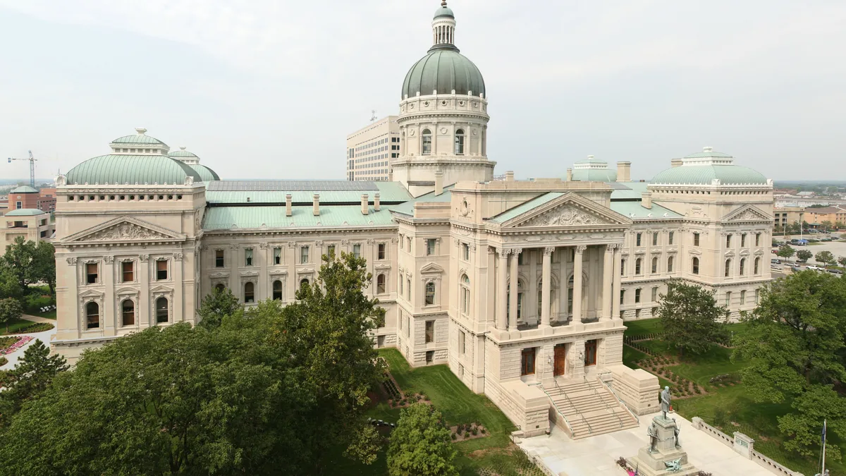 The Indiana Statehouse in Indianapolis.