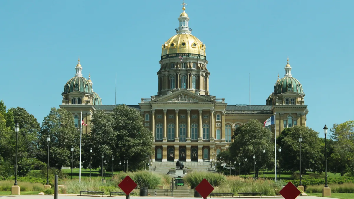 The Iowa State Capitol in Des Moines.