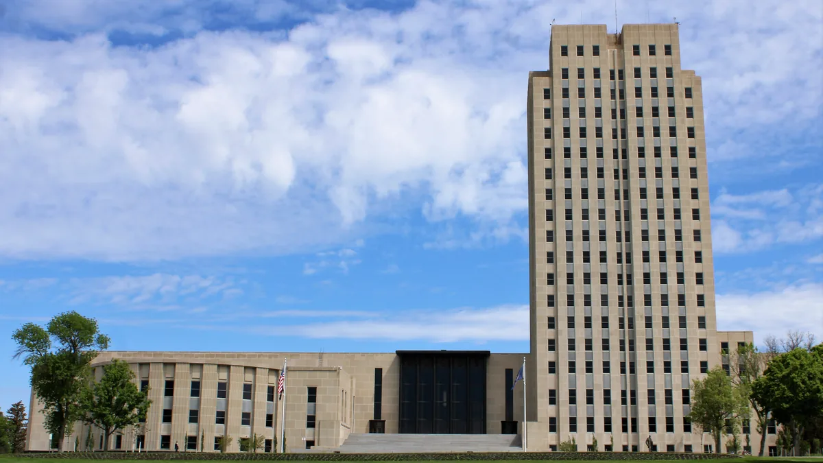 The North Dakota State Capitol in Bismarck.